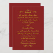 Golden Fairy Tale Wedding Einladung (rot) (Vorne/Hinten)