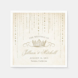 Golden Fairytale Crown Wedding Napkins Serviette
