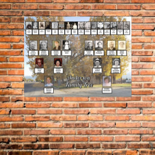 Golden Fall Bäume 4 Generation Familienbaum Poster