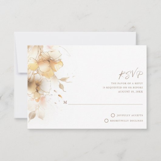 Golden Fall Floral Wedding RSVP Karte (Vorderseite)