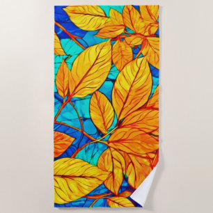 Golden Fall Foliage: Helle Blätter zeichnen Strandtuch