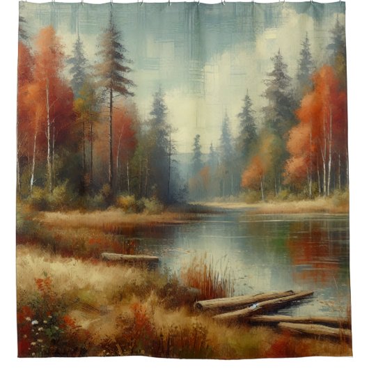 Golden Fall Forest Reflektion Duschvorhang (Vorderseite)