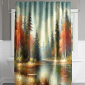 Golden Fall Forest Reflektion Duschvorhang