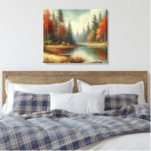 Golden Fall Forest Reflektion Leinwanddruck (Insitu (Schlafzimmer))