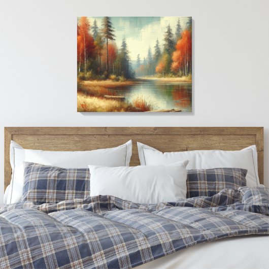 Golden Fall Forest Reflektion Leinwanddruck (Insitu (Schlafzimmer))