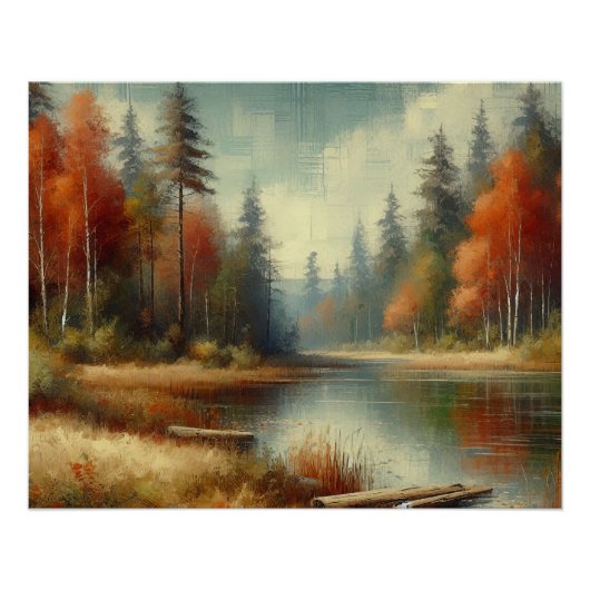 Golden Fall Forest Reflektion Poster (Vorderseite)