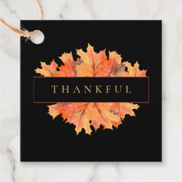 Golden Fall Maple Blätter Custom Black Botanical Geschenkanhänger