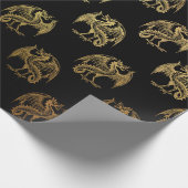 Golden Fantasy Dragon Party Packpapier (Ecke)
