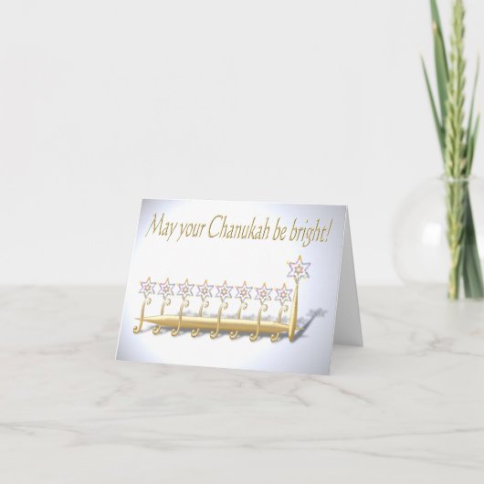 Golden Fantasy Floral Menorah für Chanukah Karte (Vorderseite)
