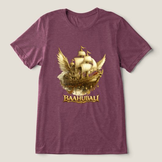 Golden Fantasy Flying Ship Art Bella+Canvas Tri-Bl Tri-Blend Shirt (Design Vorderseite)