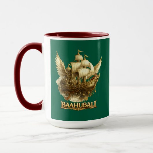 Golden Fantasy Flying Ship Art Combo Coffee Mug Tasse (Links)