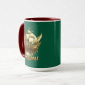Golden Fantasy Flying Ship Art Combo Coffee Mug Tasse (Vorderseite Links)