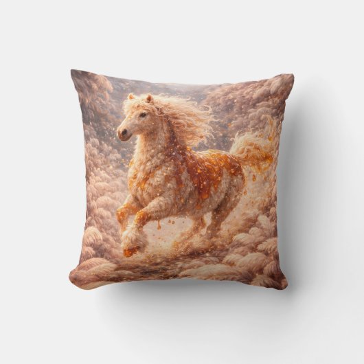 Golden Fantasy Horse Running Dream Pillow Kissen (Vorderseite)