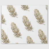 Golden Feather Art Matt Wrapping Paper Geschenkpapier (Flach)