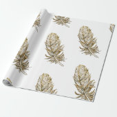 Golden Feather Art Matt Wrapping Paper Geschenkpapier (Ungerollt)