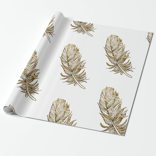 Golden Feather Art Matt Wrapping Paper Geschenkpapier (Ungerollt)