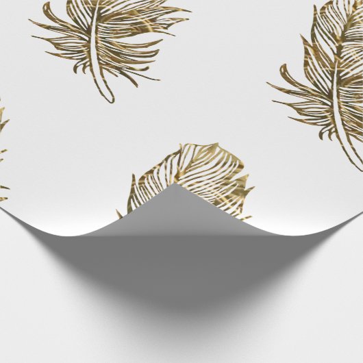Golden Feather Art Matt Wrapping Paper Geschenkpapier (Ecke)