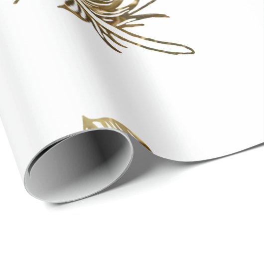 Golden Feather Art Matt Wrapping Paper Geschenkpapier (Rolleneckpunkt)