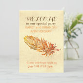 Golden Feather Leinwand Foto Einladung (Stehend Vorderseite)