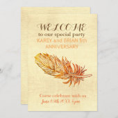 Golden Feather Leinwand Foto Einladung (Vorne/Hinten)