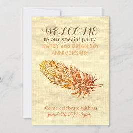 Golden Feather Leinwand Foto Einladung