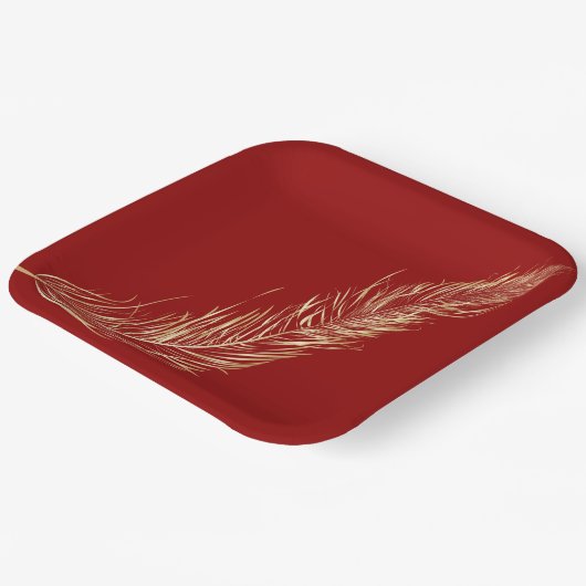 Golden Feather Pappteller (Gewinkelt)