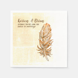 Golden Feather Wedding Paper Napkins Serviette