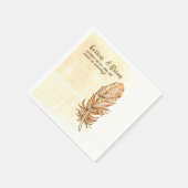 Golden Feather Wedding Paper Napkins Serviette (Ecke)