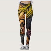 Golden Feathers Abstrakt Art Vibrannt Dark Pattern Leggings (Vorderseite)