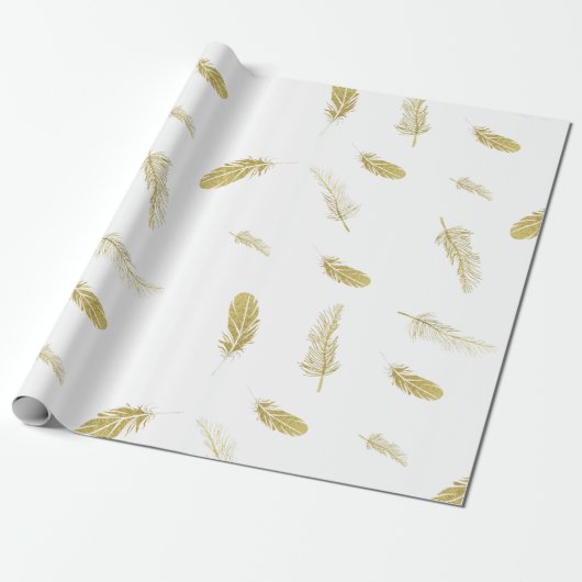 Golden Feathers Geschenkpapier (Ungerollt)