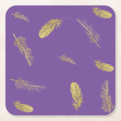 Golden Feathers Lila Rechteckiger Pappuntersetzer (Vorderseite)