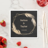 Golden Feathers on Black Probe Dinner Serviette (Beispiel)