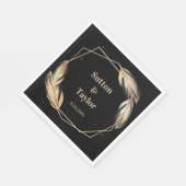 Golden Feathers on Black Probe Dinner Serviette (Ecke)