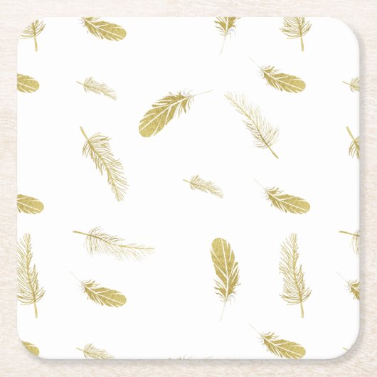 Golden Feathers Rechteckiger Pappuntersetzer (Vorderseite)