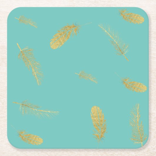 Golden Feathers Rechteckiger Pappuntersetzer (Vorderseite)