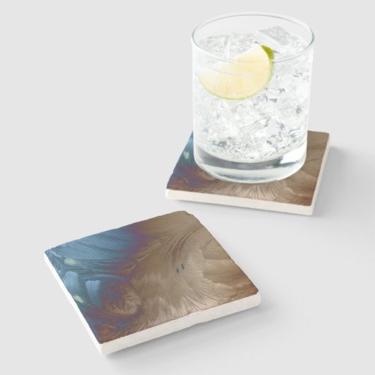 Golden Feathers Steinuntersetzer (Seitenansicht)