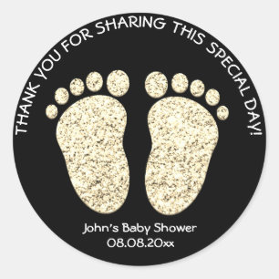 Golden Feet Baby Dusche Gastgeschenk Vielen Dank Runder Aufkleber