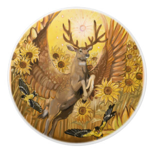Golden Feilds Winged Mule Deer Keramikknauf