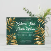 Golden fern arrangement wedding einladung (Stehend Vorderseite)