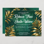 Golden fern arrangement wedding einladung (Vorne/Hinten)