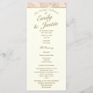 Golden Fern Blush and Ivory Wedding Program Programm