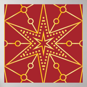 Golden Festive Starry Poster