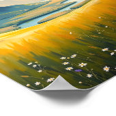 Golden Field and River at Sunset Poster (Ecke)