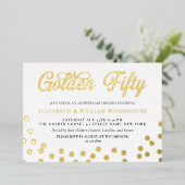 Golden Fifty 50. Wedding Anniversary Dinner Folieneinladung (Stehend vorne)