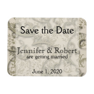 Golden Filigree Style Wedding Save the Date Magnet