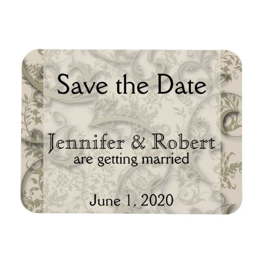Golden Filigree Style Wedding Save the Date Magnet (Horizontal)