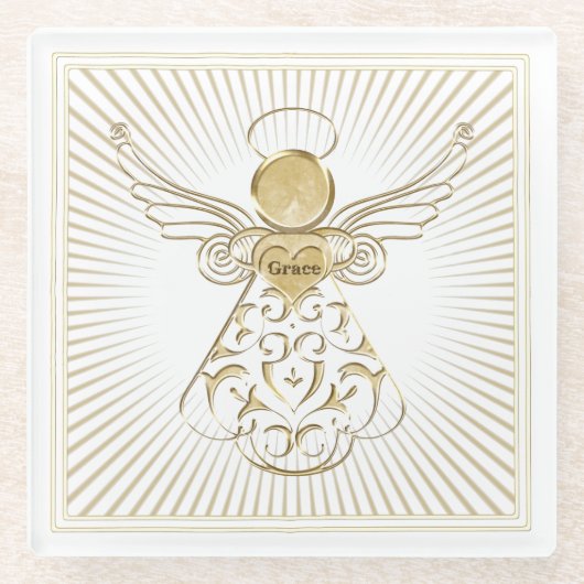 Golden Filigree Weihnachtsgel von Grace Glasuntersetzer (Vorderseite)