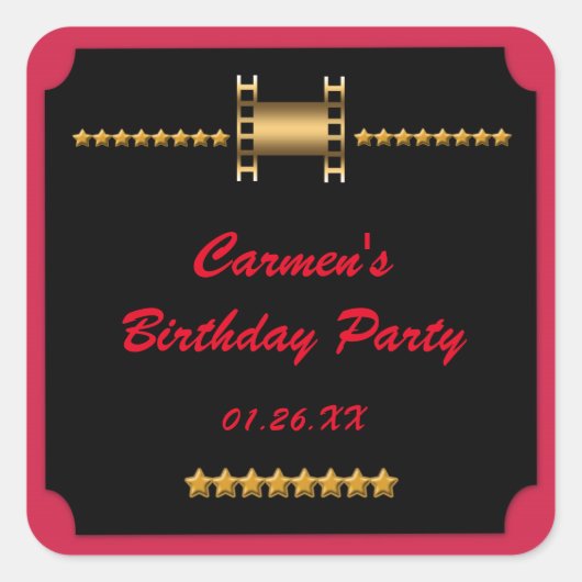 Golden Film Kino Geburtstagsparty Sticker (Vorderseite)