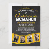 Golden Filmstrip Chalkboard Grad Ankündigung (Vorderseite)