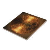 Golden Fire Light Fraktal Waves Ball Keramik Tile Fliese (Seite)